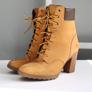 Timberland Women's Wheat Tan Glancy 6" Lace-Up Heel Boots 8715A Size 10 US